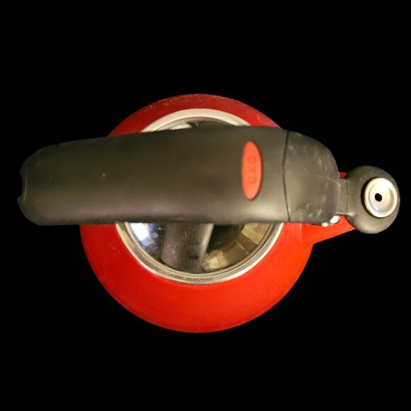 OXO Good Grips Downpour Red Enamel Whistling Tea Kettle 1.8 Qt Soft Grip Handle - Picture 7 of 10